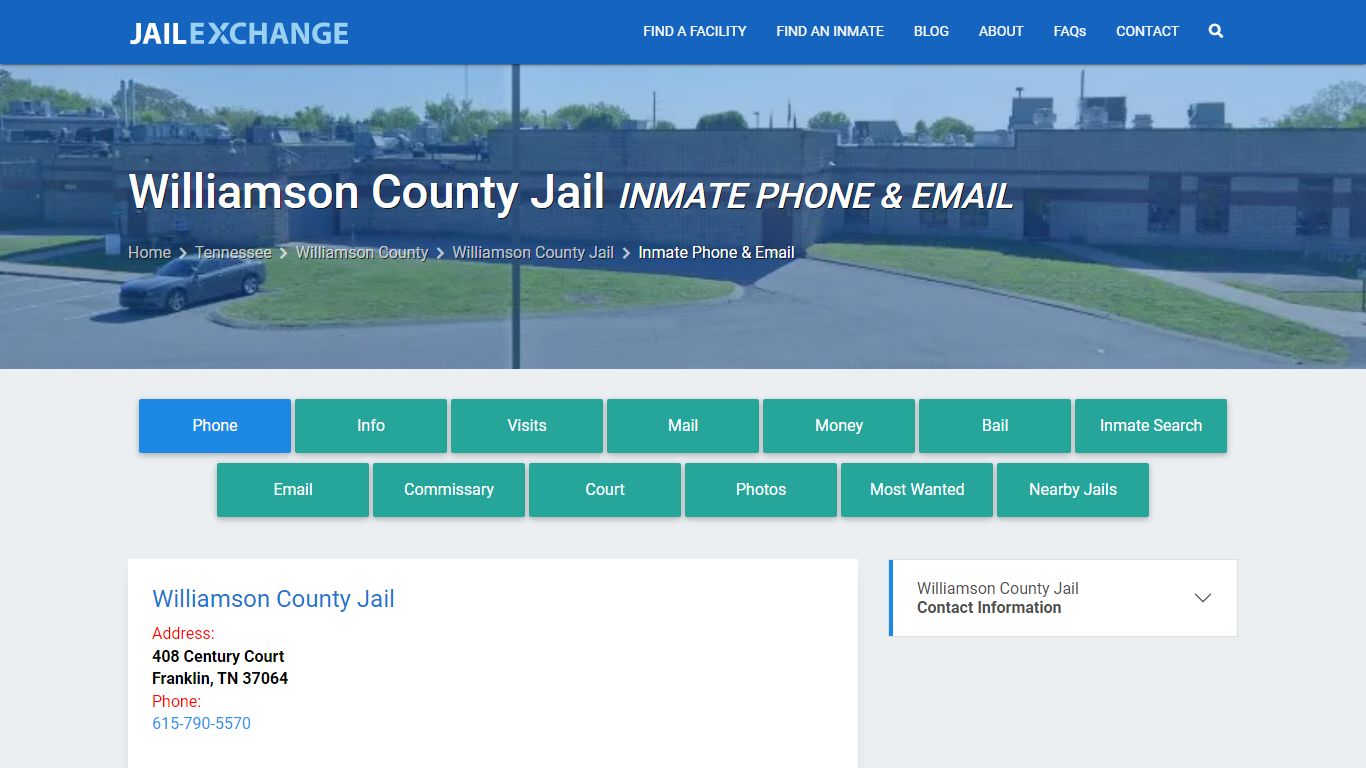 Inmate Phone - Williamson County Jail, TN - Jail Exchange